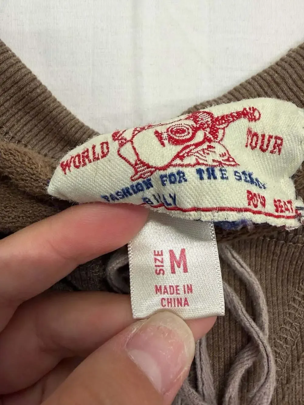 True Religion Billy Collection Brown Sweatshirt with Denim Pockets